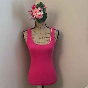 Embellished Gold Sequined Hot Pink Sleeveless Tank Top